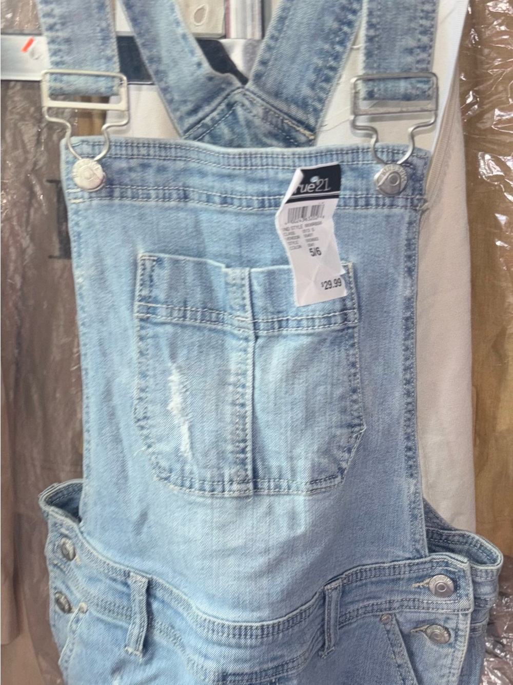 Rue21 Light Wash Denim Overalls in Pale Blue